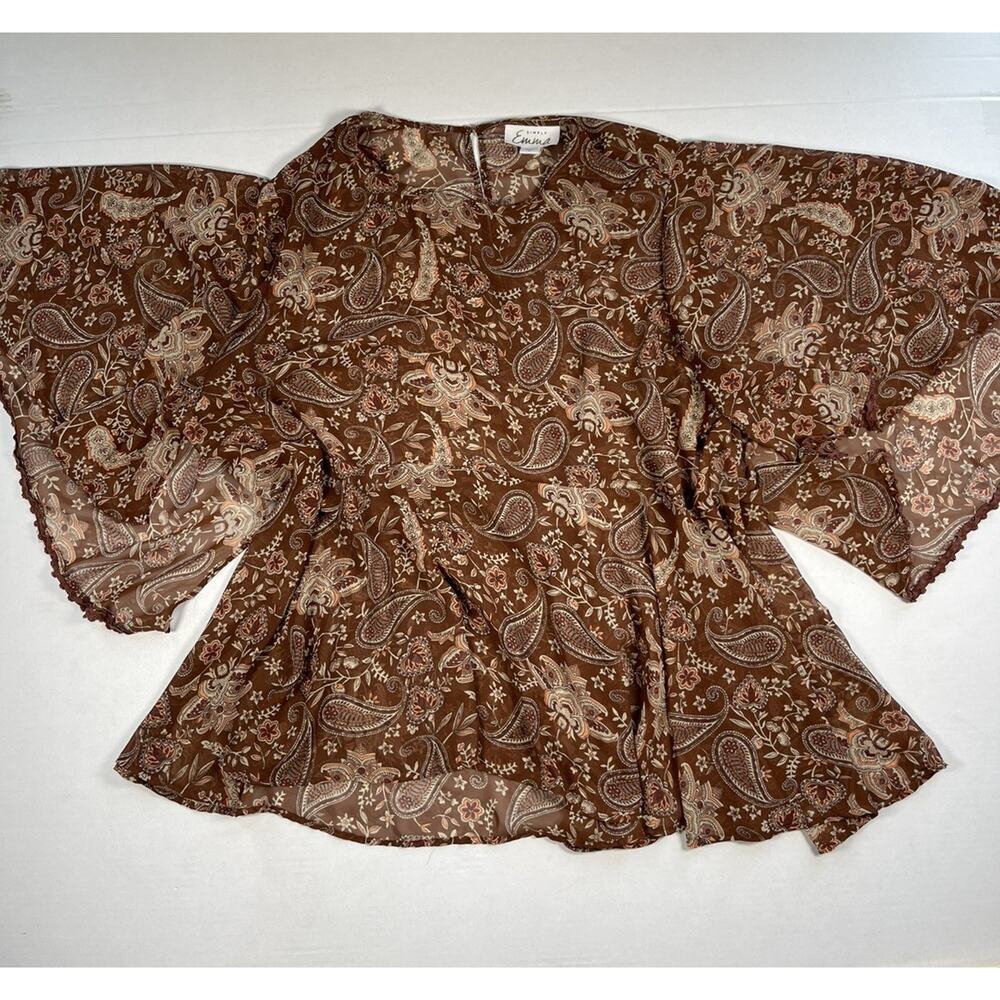 Y2K Vintage Womens Blouse 2XL Top Medium Flare Sleeve Fairy Indie Boho Coquette